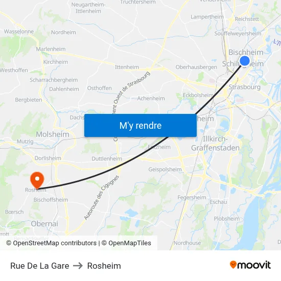 Rue De La Gare to Rosheim map