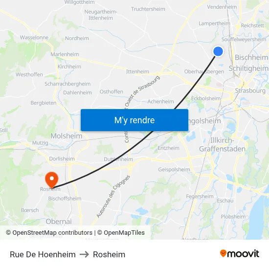 Rue De Hoenheim to Rosheim map