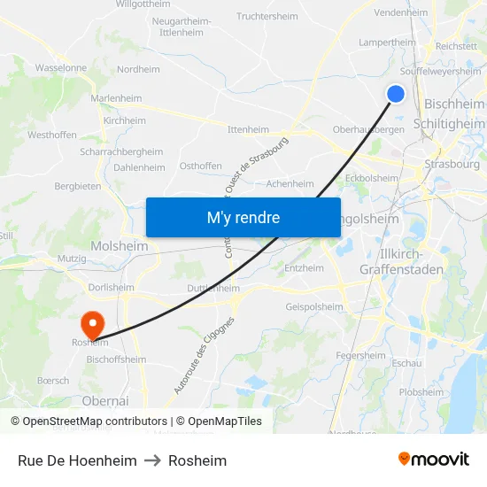 Rue De Hoenheim to Rosheim map