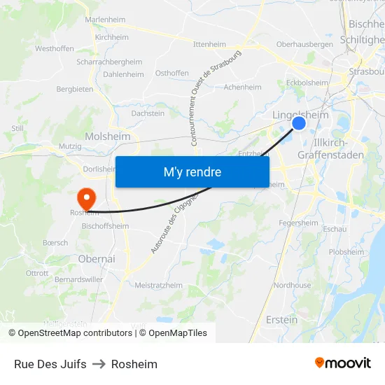 Rue Des Juifs to Rosheim map