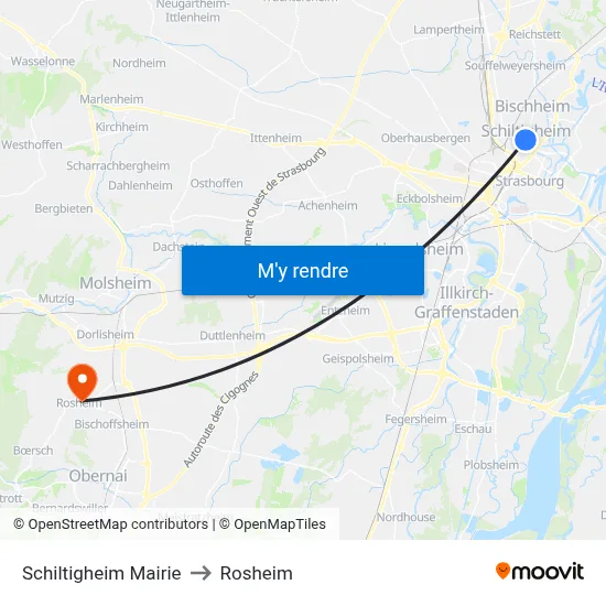 Schiltigheim Mairie to Rosheim map
