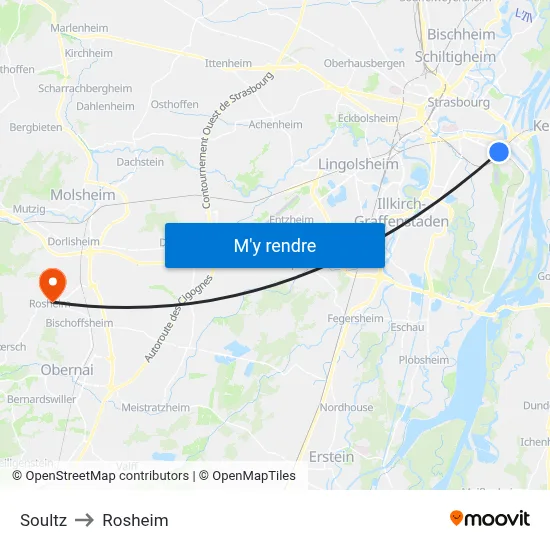 Soultz to Rosheim map