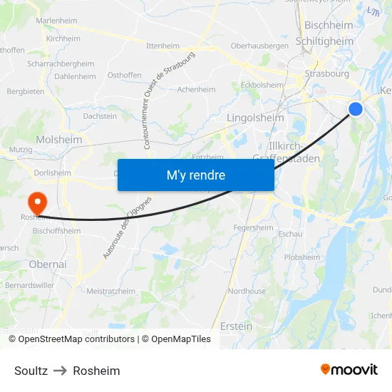 Soultz to Rosheim map