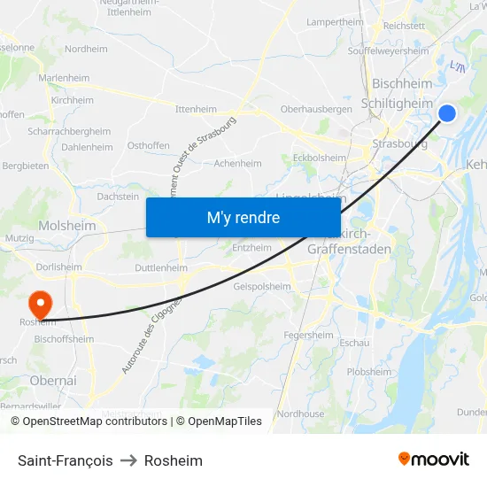 Saint-François to Rosheim map