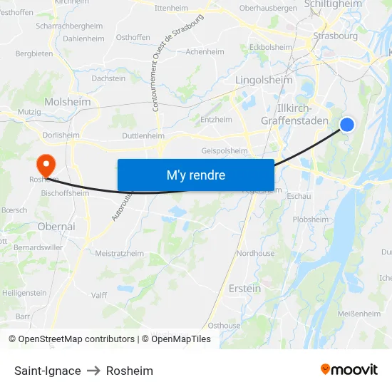 Saint-Ignace to Rosheim map