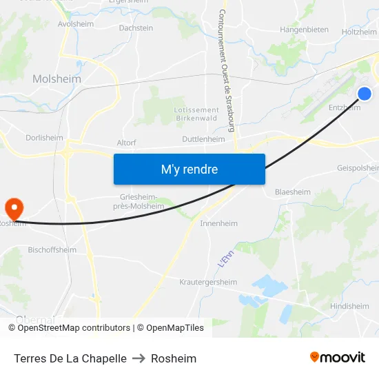 Terres De La Chapelle to Rosheim map