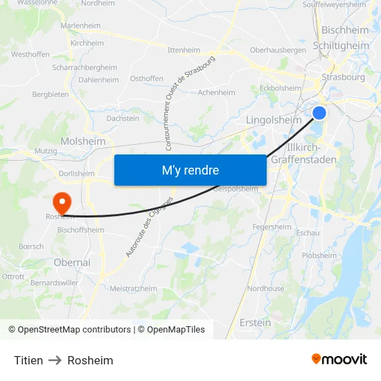 Titien to Rosheim map