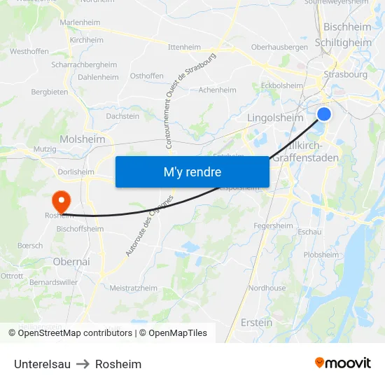 Unterelsau to Rosheim map