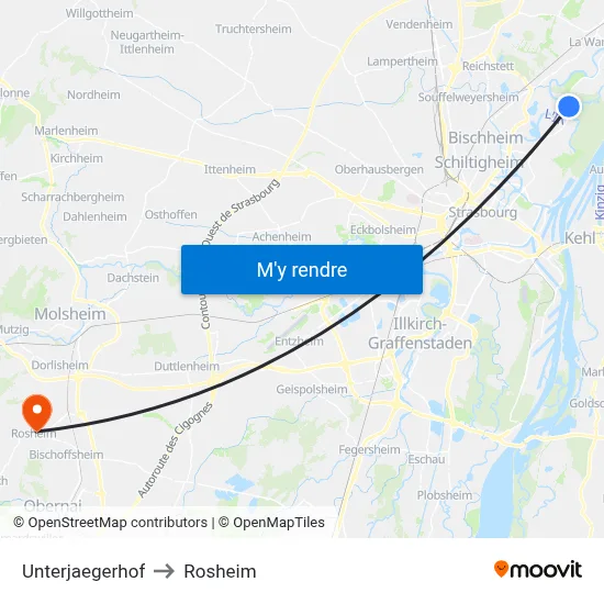 Unterjaegerhof to Rosheim map