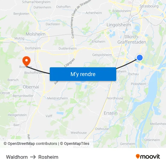 Waldhorn to Rosheim map