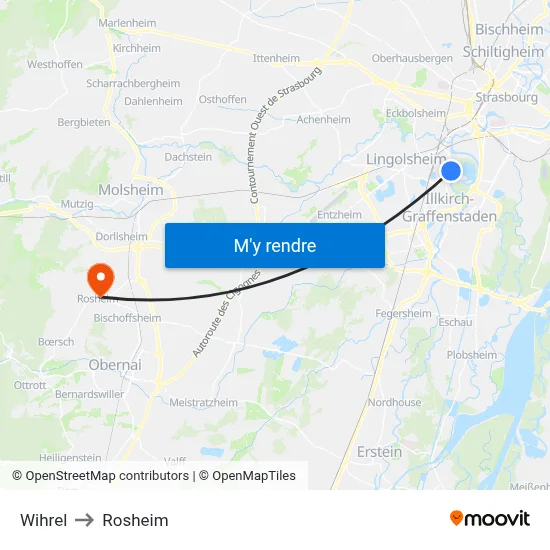 Wihrel to Rosheim map