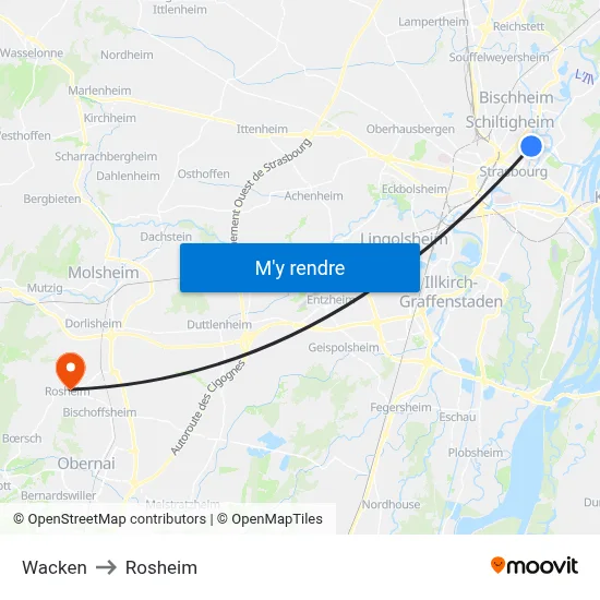 Wacken to Rosheim map
