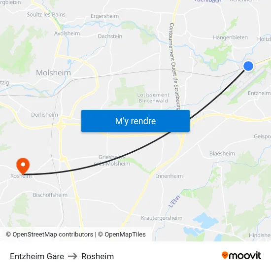 Entzheim Gare to Rosheim map