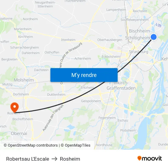 Robertsau L'Escale to Rosheim map