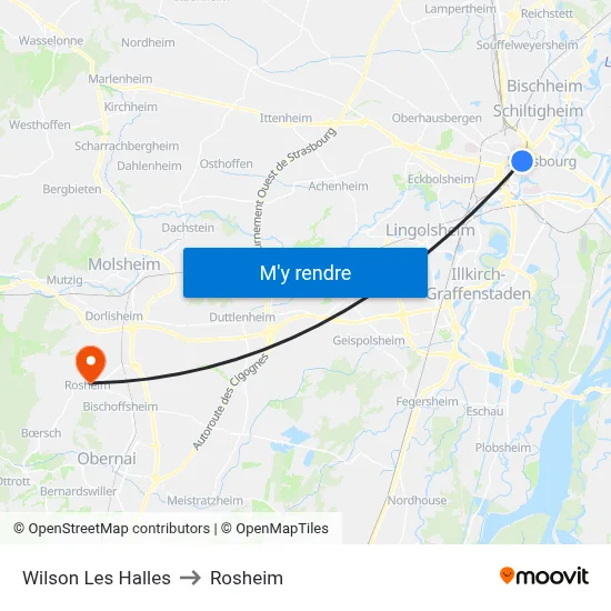 Wilson Les Halles to Rosheim map
