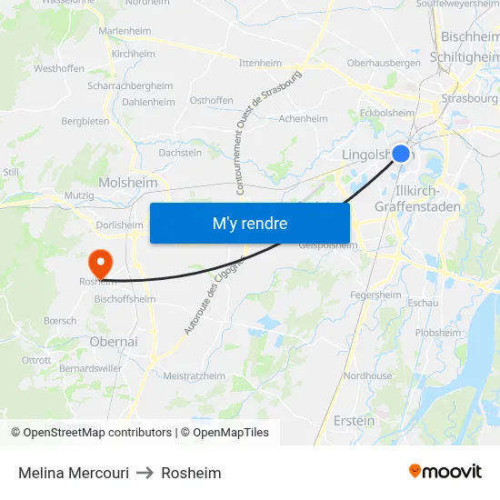 Melina Mercouri to Rosheim map