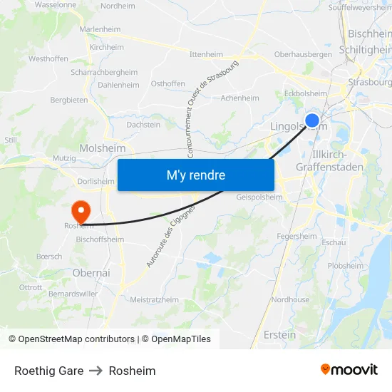 Roethig Gare to Rosheim map