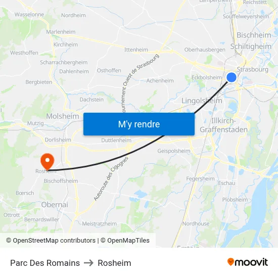 Parc Des Romains to Rosheim map