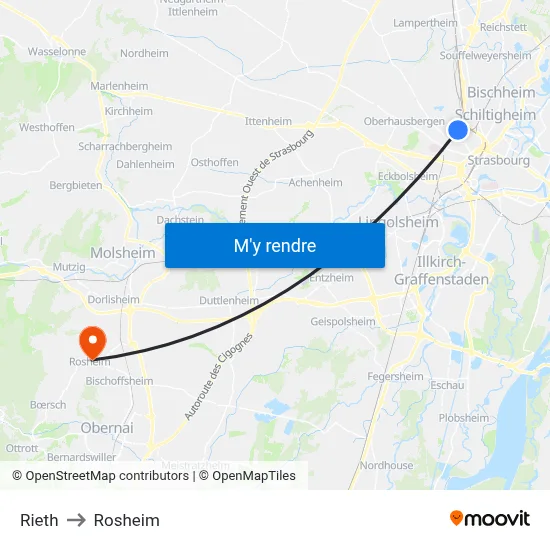 Rieth to Rosheim map