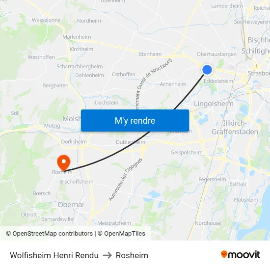 Wolfisheim Henri Rendu to Rosheim map