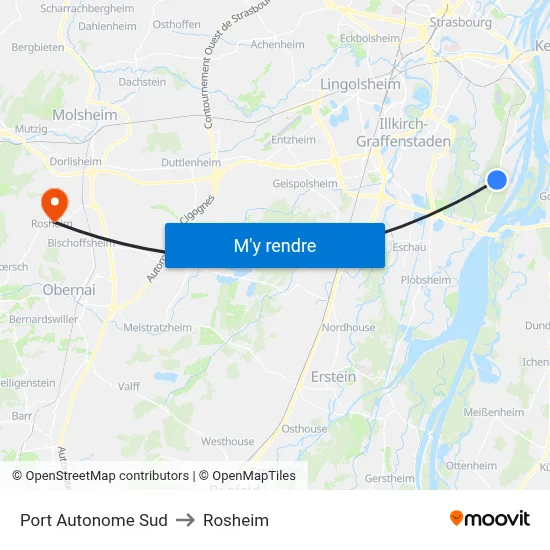 Port Autonome Sud to Rosheim map