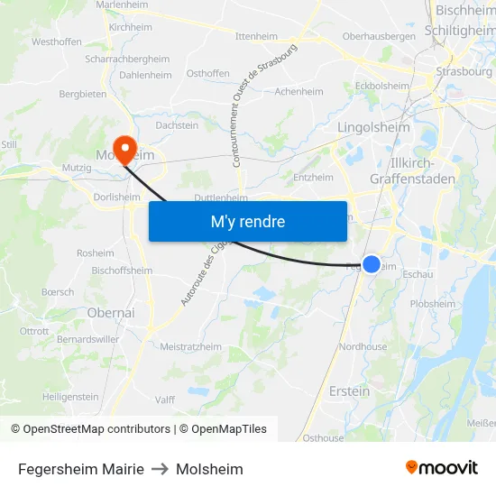 Fegersheim Mairie to Molsheim map