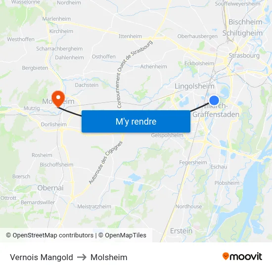 Vernois Mangold to Molsheim map