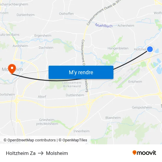 Holtzheim Za to Molsheim map