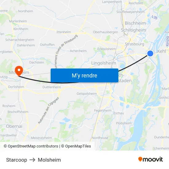 Starcoop to Molsheim map