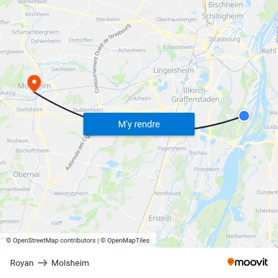 Royan to Molsheim map