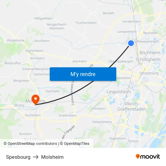 Spesbourg to Molsheim map