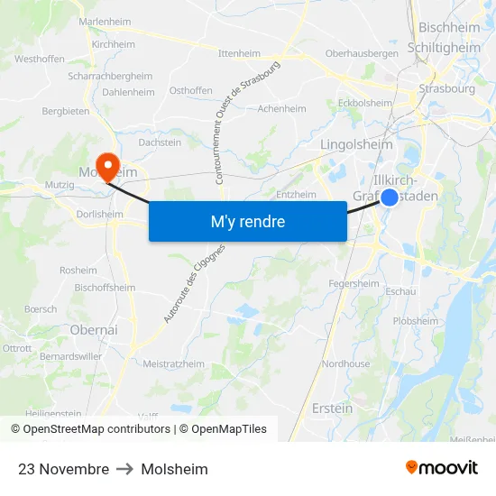 23 Novembre to Molsheim map