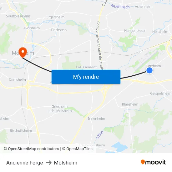 Ancienne Forge to Molsheim map