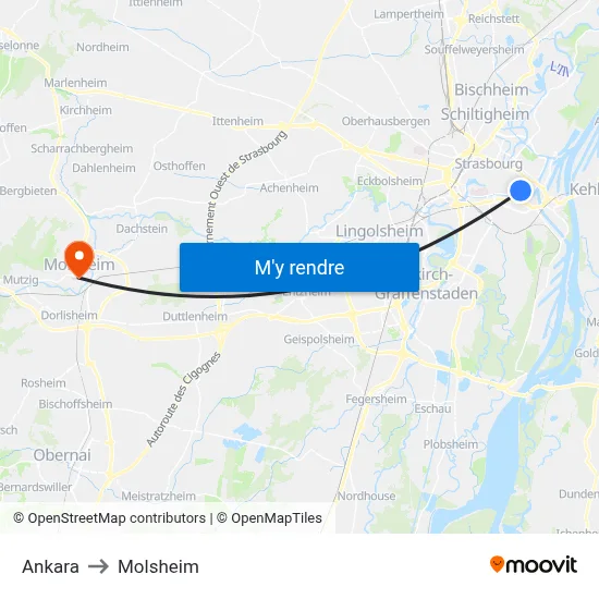 Ankara to Molsheim map
