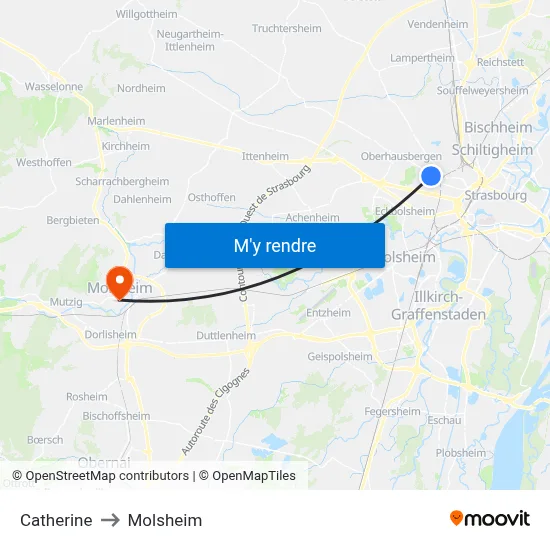 Catherine to Molsheim map