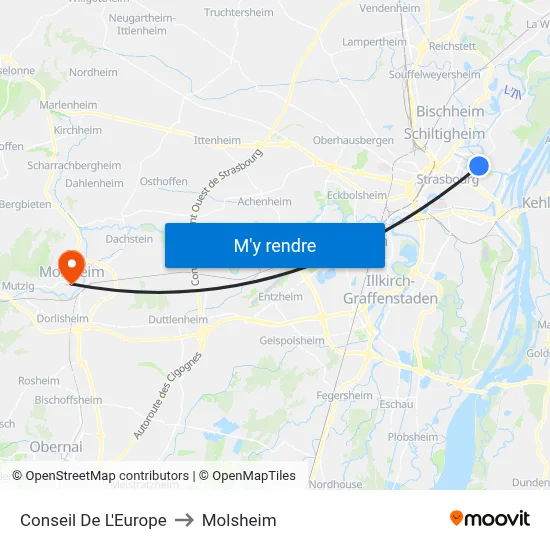 Conseil De L'Europe to Molsheim map