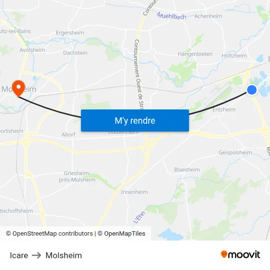 Icare to Molsheim map