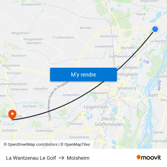 La Wantzenau Le Golf to Molsheim map