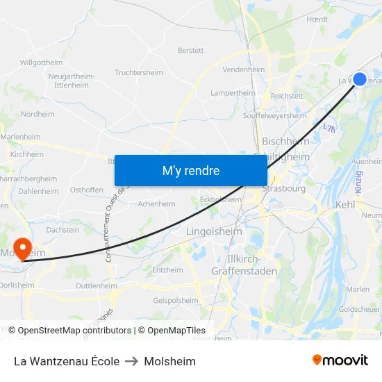 La Wantzenau École to Molsheim map