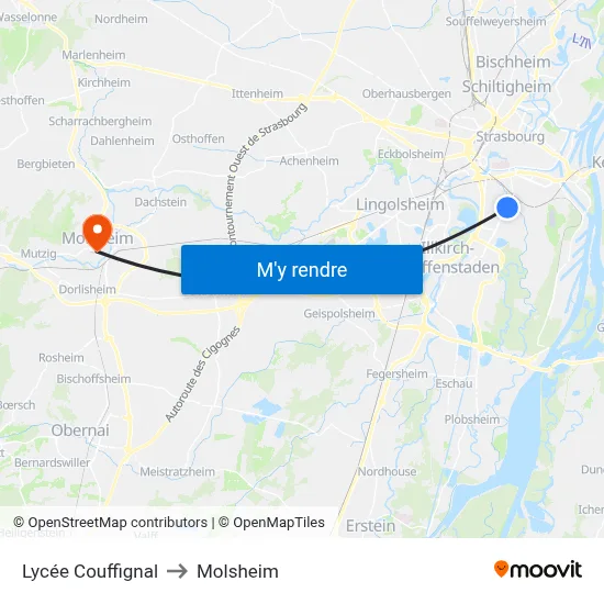 Lycée Couffignal to Molsheim map