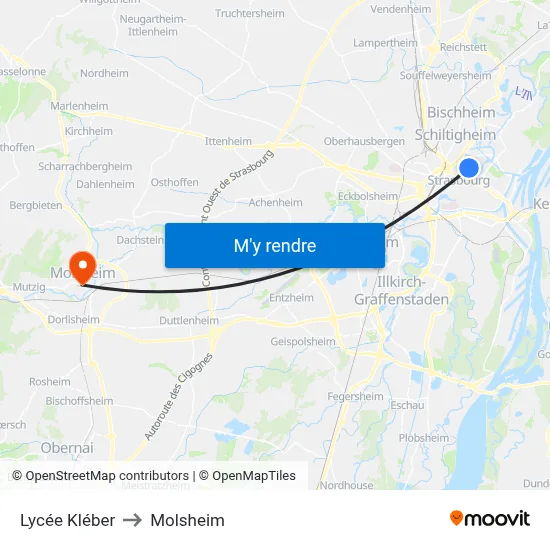 Lycée Kléber to Molsheim map