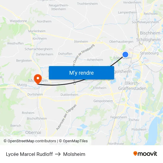 Lycée Marcel Rudloff to Molsheim map