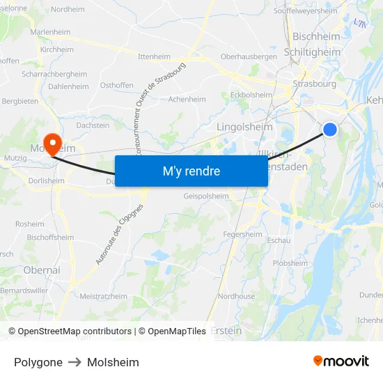 Polygone to Molsheim map