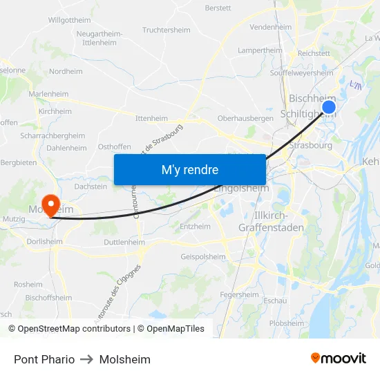 Pont Phario to Molsheim map