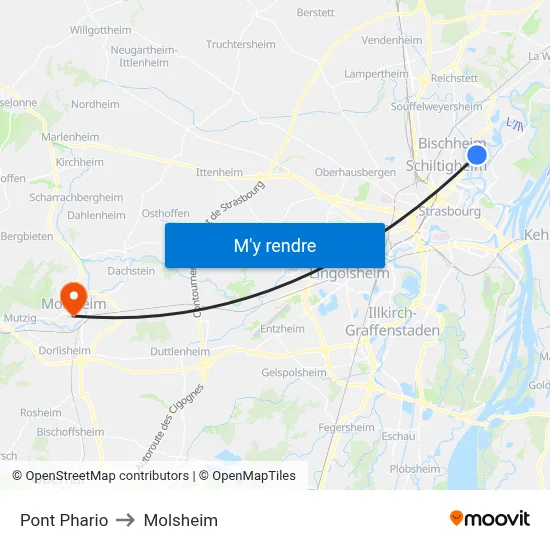 Pont Phario to Molsheim map