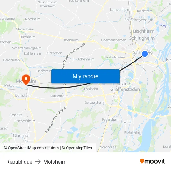 République to Molsheim map