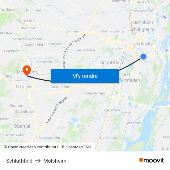 Schluthfeld to Molsheim map