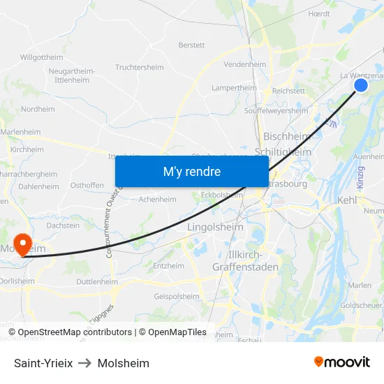 Saint-Yrieix to Molsheim map