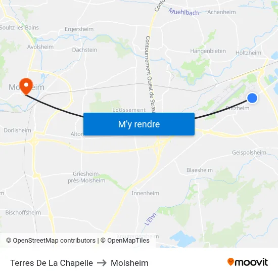 Terres De La Chapelle to Molsheim map