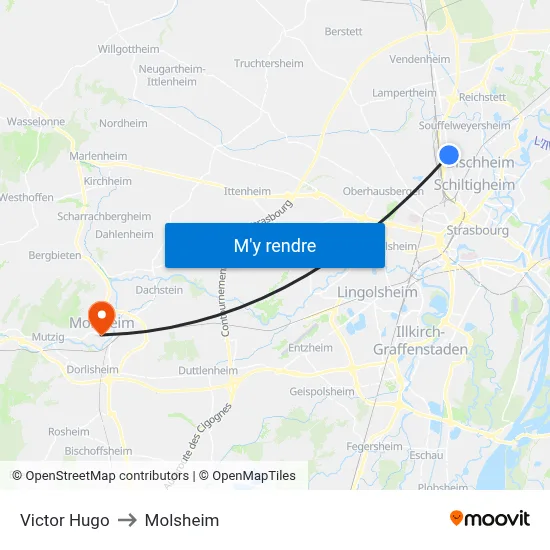 Victor Hugo to Molsheim map